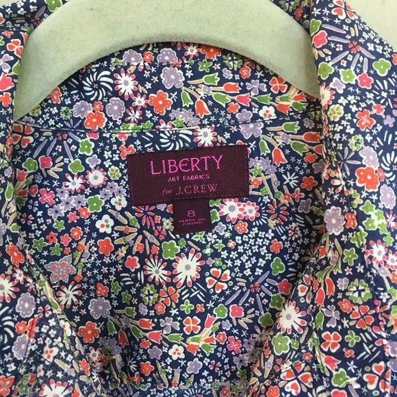 J Crew Liberty Art Fabrics Floral Perfect Shirt Women 8 Multicolor Cottage - Picture 5 of 13